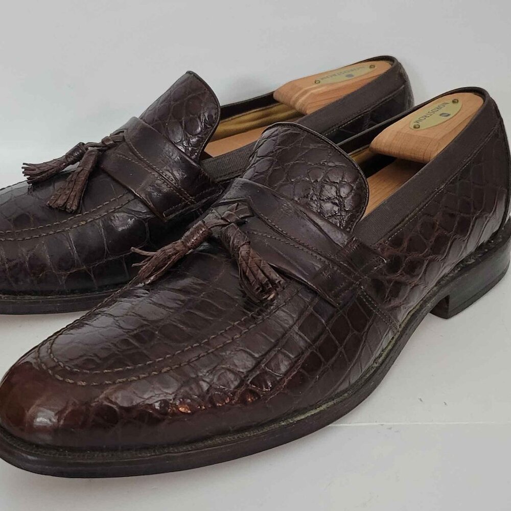 Allen Edmonds Crocodile Alligator Clayton Loafers Mens Slip On Dress Shoes 11.5C